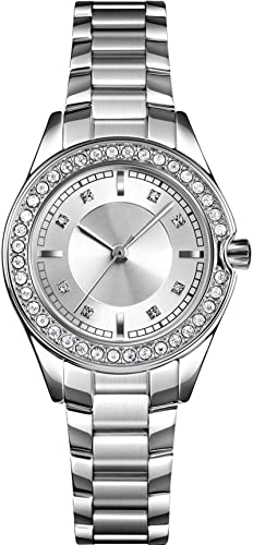 findtime Damen Uhren Luxus Minimalistisch Armbanduhr Edelstahlarmband mit Strass Diamanten Schmuck Designer Quarzuhr für Frauen Mädchen von findtime