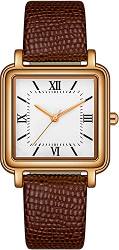 findtime Damen Uhren Minimalistische Klassisch Elegante Damenuhren Analog Quarz Armbanduhr Leder Edelstahlband Rechteck Retro Designer von findtime