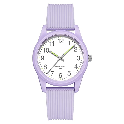 findtime Damenuhr, wasserdicht, für Damen, Sommer, Kollektion, analog, Quarz, Design, lässig, Coloful einfach, minimalistisch, Armbanduhr, violett von findtime