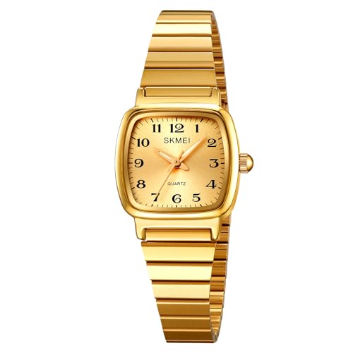 findtime Damenuhr Gold Uhr Damen Gold Armbanduhr Damen Gold wasserdichte im Täglichen Gebrauch mit verstellbarem Armband von findtime