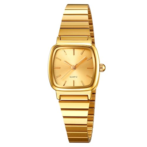 findtime Damenuhr Gold: Damen Gold Armbanduhr mit verstellbarem Armband und täglicher Wasserdichtheit von findtime