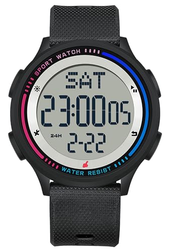 findtime Digital Damenuhr mit 5ATM Wasserdicht Dualzeit Countdown Dünne Armbanduhr für Frau Sportuhr mit Leuchtziffern für Jugen Damen Armbanduhr Weißes Zifferblatt von findtime