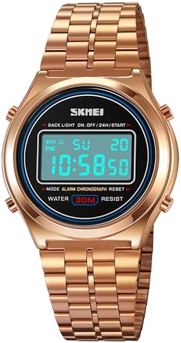 findtime Digital Uhr Herren Armbanduhr Business Luxus 30M wasserdichte Sportuhr Digital Quarz Uhren für Männer Edelstahl Herrenuhren mit Datum Woche LED Stoppuhr Alarm 12/24H von findtime