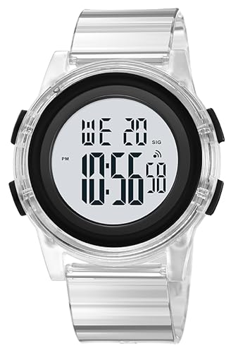 findtime Digitale Uhren für Frauen Damen Sportuhr 5ATM Wasserdicht Armbanduhr Kalender Stoppuhr Alarm Quarzuhr Lässig Einfach Leicht zu Lesen Mädchen, weiß, Armband von findtime