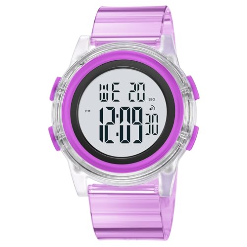 findtime Digitaluhr Damen Damenuhr Digital Armbanduhr Damen Sportuhr Damen wasserdichte Damenuhren Große Zahlenanzeige mit Weichem Gummiarmband und LED-Leuchtdisplay/Wecker/Stoppuhr von findtime