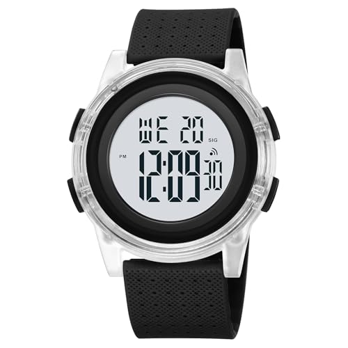 Findtime Digitaluhr Damen Armbanduhr Sport Wasserdicht Große Zahlenanzeige Mit Weichem Gummiarmband und LED-Leuchtdisplay/Wecker/Stoppuhr von findtime