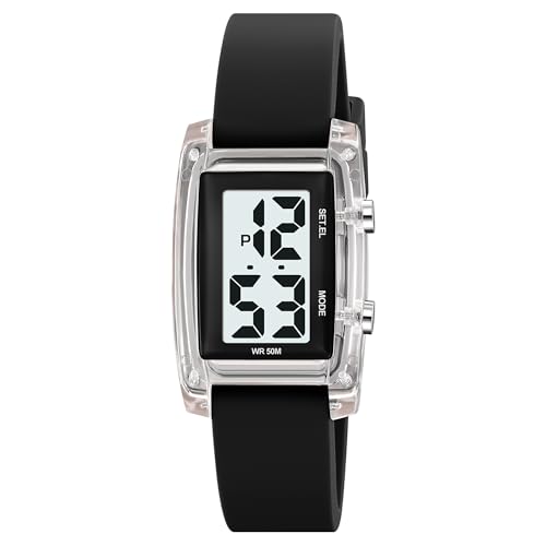 findtime Digitaluhr Damen Damenuhr Digital Armbanduhr Damen wasserdichte Uhren Damenarmbanduhren mit Weichem Gummiarmband und Großer Zahlenanzeige von findtime