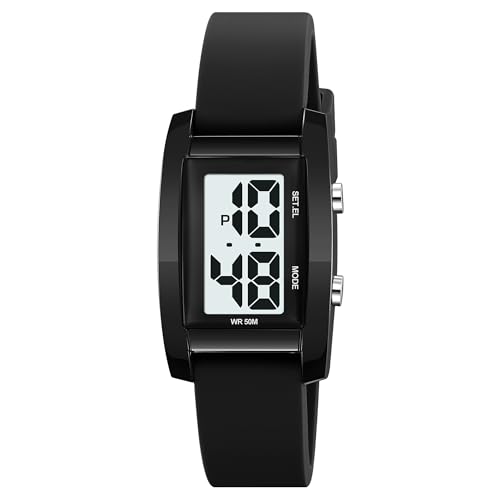 findtime Digitaluhr Damen Damenuhr Digital Armbanduhr Damen wasserdichte Uhren Damenarmbanduhren mit Weichem Gummiarmband und Großer Zahlenanzeige von findtime