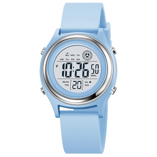 findtime Digitaluhr Damen Damenuhr Digital Armbanduhr Damen wasserdichte Uhren mit Weichem Gummiarmband und LED-Leuchtdisplay/Wecker/Stoppuhr/Countdown von findtime