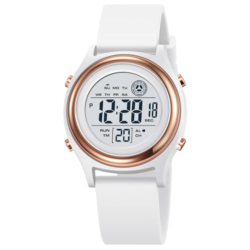 findtime Digitaluhr Damen Damenuhr Digital Armbanduhr Damen wasserdichte Uhren mit Weichem Gummiarmband und LED-Leuchtdisplay/Wecker/Stoppuhr/Countdown von findtime