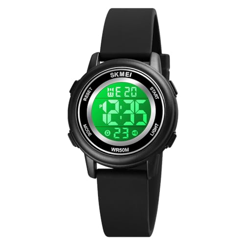 findtime Digitaluhr Damen Damenuhr Digital Armbanduhr Damen wasserdichte Uhren mit Weichem Gummiarmband und LED-Leuchtdisplay von findtime