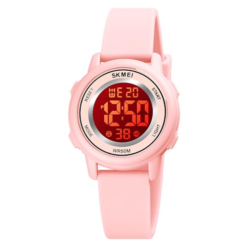 findtime Digitaluhr Damen Damenuhr Digital Armbanduhr Damen wasserdichte Uhren mit Weichem Gummiarmband und LED-Leuchtdisplay von findtime