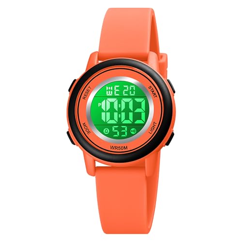 findtime Digitaluhr Damen Damenuhr Digital Armbanduhr Damen wasserdichte Uhren mit Weichem Gummiarmband und LED-Leuchtdisplay von findtime