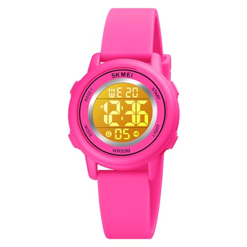 findtime Digitaluhr Damen Damenuhr Digital Armbanduhr Damen wasserdichte Uhren mit Weichem Gummiarmband und LED-Leuchtdisplay von findtime