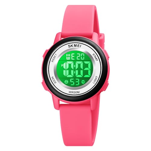 findtime Digitaluhr Damen Damenuhr Digital Armbanduhr Damen wasserdichte Uhren mit Weichem Gummiarmband und LED-Leuchtdisplay von findtime