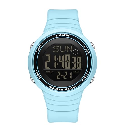 findtime Digitaluhr Damenuhr Digital Armbanduhr Damen Uhr Damenuhren Damenarmbanduhren Teenager Mädchen Wasserdicht im Täglichen Gebrauch mit Silikonarmband und Großer Zahlenanzeige von findtime