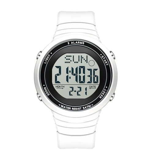 findtime Digitaluhr Damenuhr Digital Armbanduhr Damen Uhr Damenuhren Damenarmbanduhren Teenager Mädchen Wasserdicht im Täglichen Gebrauch mit Silikonarmband und Großer Zahlenanzeige von findtime