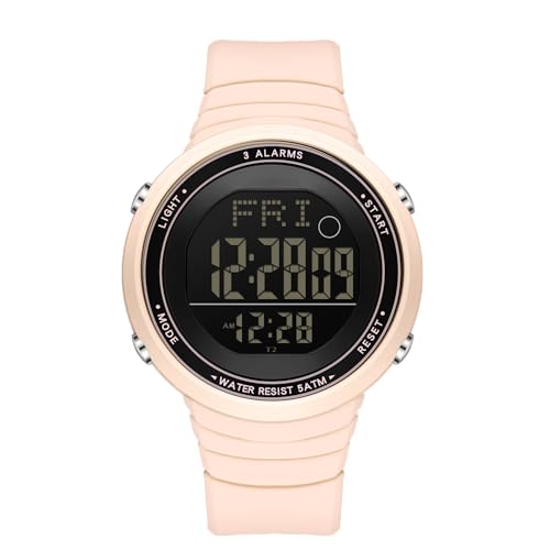 findtime Digitaluhr Damenuhr Digital Armbanduhr Damen Uhr Damenuhren Damenarmbanduhren Teenager Mädchen Wasserdicht im Täglichen Gebrauch mit Silikonarmband und Großer Zahlenanzeige von findtime