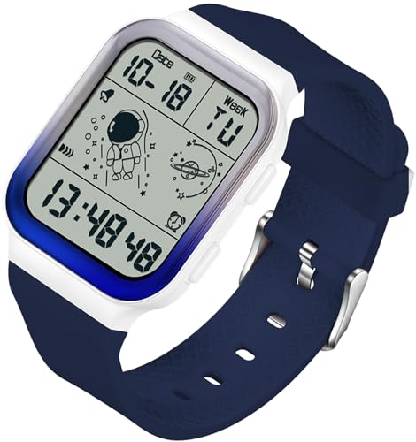 findtime Digitaluhr Unisex Rechteckige Armbanduhr für Herren Damen Blau Sport Digital Wasserdicht 5ATM Silikonband Modische Coole Design Elektronische Uhren von findtime