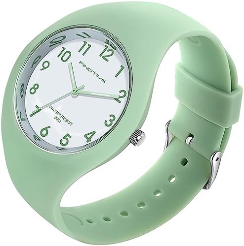findtime Grün Jelly Armbanduhr Damen für Frauen Studenten Mädchen Jungs Minimalistisch Bunte Analog Quarz Damenuhr Weich Silikon Armband von findtime