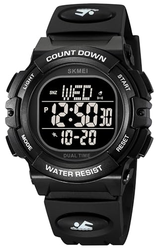 findtime Herren Armbanduhr Digital Sport Armbanduhr Wasserdicht Militär Taktische Uhren mit Stoppuhr Countdown Timer Dual Time LED Leuchtende Armbanduhr, Schwarz , Armband von findtime