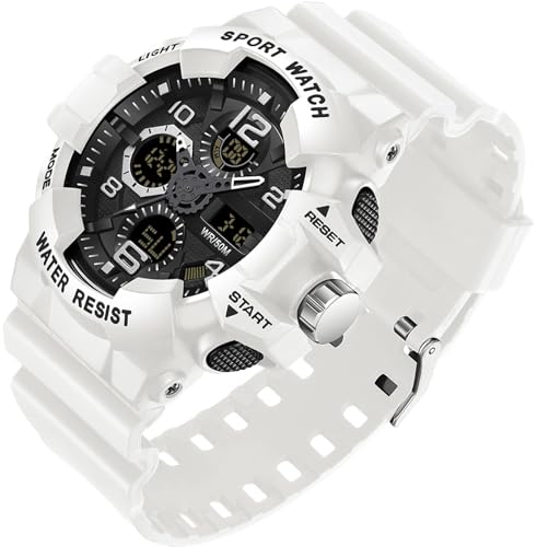findtime Herren Digitale Armbanduhr Analog Digitaluhr mit Wecker,Stoppuhr Große Uhren für Männer Wasserdicht Sport Silikonarmband von findtime