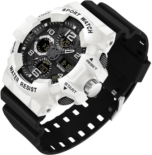 findtime Herren Digitale Armbanduhr Analog Digitaluhr mit Wecker,Stoppuhr Große Uhren für Männer Wasserdicht Sport Silikonarmband von findtime