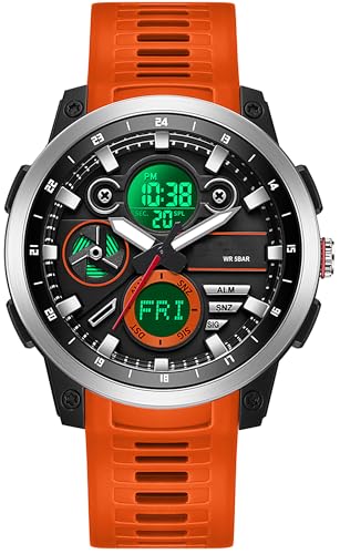 findtime Herren Digitaluhr Wasserdicht mit Weltzeit Doppelzeit Timer Alarm Stopuhr Analog Digital Outdoor Uhren für Jungen Jugendliche von findtime