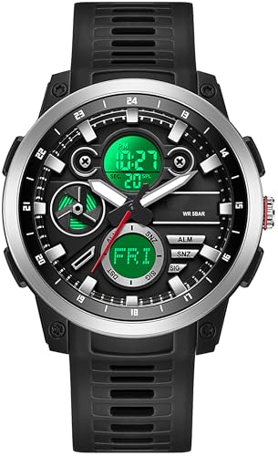 findtime Herren Digitaluhr Wasserdicht mit Weltzeit Doppelzeit Timer Alarm Stopuhr Analog Digital Outdoor Uhren für Jungen Jugendliche von findtime