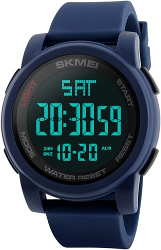 findtime Herren Sport Digital Uhren mit LED großem Zifferblatt Leicht Ablesbares Display Countdown Duale Zeitzone Digitaluhr für Jungen Männer Teenager von findtime