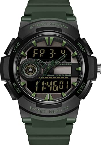 findtime Herren Uhren Digital Sport Militär Digitaluhr Armbanduhr 50M Wasserdicht Uhr mit Alarm Datum LED Stoopuhr Stoßfest Elektronisch Outdoor Watch für Männer Jugendliche Groß Grün von findtime