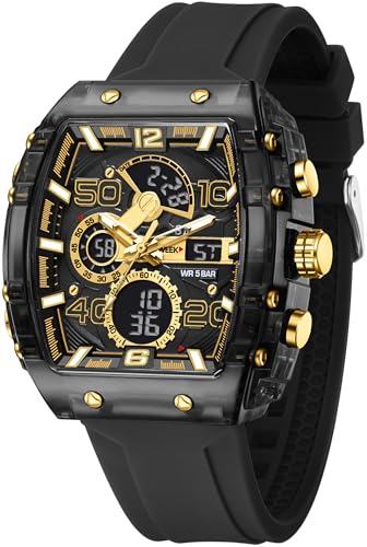 findtime Herren Uhren Digitaluhr Rechteckige Sportuhr Männer Armbanduhr Digital Analog Stoppuhr Militär Jungen Uhr Outdoor 5ATM Wasserdicht Tactical Watch Sportlich von findtime