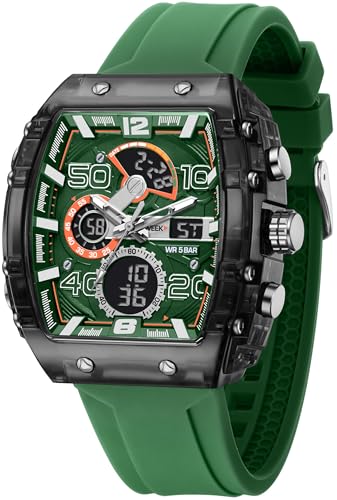 findtime Herren Uhren Digitaluhr Rechteckige Sportuhr Männer Armbanduhr Digital Analog Stoppuhr Militär Jungen Uhr Outdoor 5ATM Wasserdicht Tactical Watch Sportlich von findtime