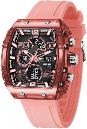 findtime Herren Uhren Digitaluhr Rechteckige Sportuhr Männer Armbanduhr Digital Analog Stoppuhr Militär Jungen Uhr Outdoor 5ATM Wasserdicht Tactical Watch Sportlich von findtime