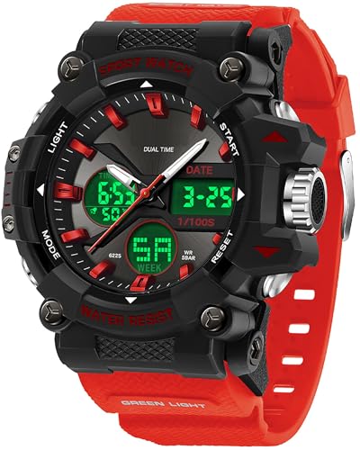 findtime Herren Uhren Sport Outdoor Digital Analog Sportuhr für Herren mit Wecker Datum Wasserdicht Stoppuhr Armbanduhr für Jungen Jugendliche von findtime