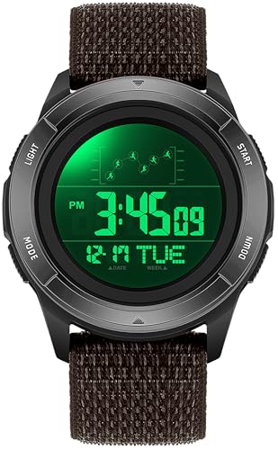 findtime Herrenuhr Digital Nylon Armbanduhr für Männer Damen Countdown Doppelzeit Alarm 12/24H LED-Hintergrundbeleuchtung von findtime