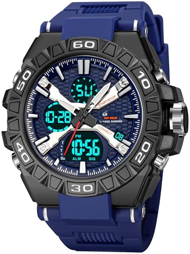 findtime Herrenuhr Militär Digital Analog Armbanduhr Herren wasserdichte Sportuhr Outdoor Sportlich LED Doppelzeit 12/24H Multifunktionsuhr von findtime