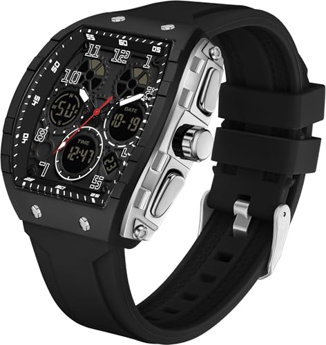 findtime Herrenuhr Mode Digital Analog Uhren Wasserdicht Sport Armbanduhr Militär Taktische Uhren Kausal Quarz Kleid Armbanduhr mit LED Stoppuhr Countdown Alarm Gebogener Bildschirm, von findtime