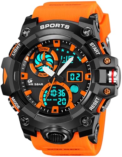 findtime Herrenuhr Outdoor Militär Armbanduhr mit Wecker Doppelzeit 12/24H Stoppuhr Analog Digital Herren Uhr von findtime