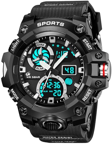 findtime Herrenuhr Outdoor Militär Armbanduhr mit Wecker Doppelzeit 12/24H Stoppuhr Analog Digital Herren Uhr von findtime