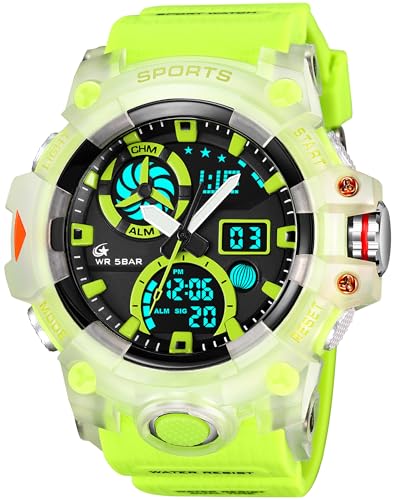 findtime Herrenuhr Outdoor Militär Armbanduhr mit Wecker Doppelzeit 12/24H Stoppuhr Analog Digital Herren Uhr von findtime