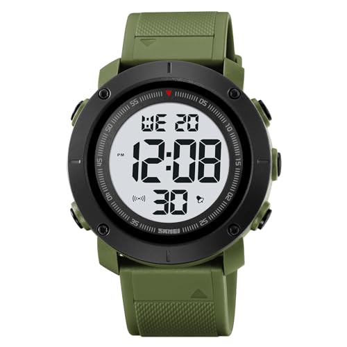 findtime Herrenuhr mit großem Zifferblatt Digital Uhr Sportuhren für Herren Uhren Armbanduhr Watches for Men Outdoor Digitaluhr mit Weichem Gummiarmband und LED-Leuchtdisplay von findtime