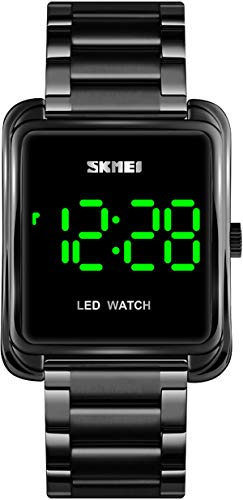 findtime LED Digital Herrenuhren Kalender Edelstahl Minimalistische Armbanduhren für Herren Schwarz von findtime