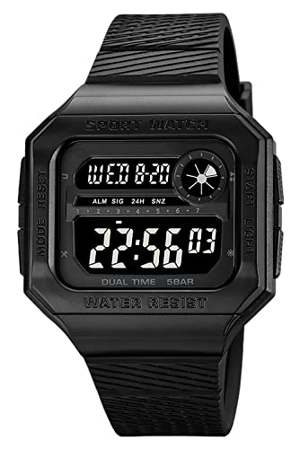 findtime Militär Herren Uhren Digital Uhr 5 ATM Wasserdicht Sportuhr Tactical Watch Outdoor Sportuhren Chronograph Countdown Armbanduhr Männer Wecker Stoppuhr Schwarz von findtime