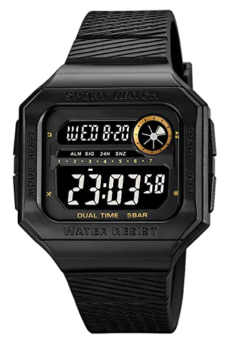 findtime Militär Herren Uhren Digital Uhr 5 ATM Wasserdicht Sportuhr Tactical Watch Outdoor Sportuhren Chronograph Countdown Armbanduhr Männer Wecker Stoppuhr Schwarz von findtime