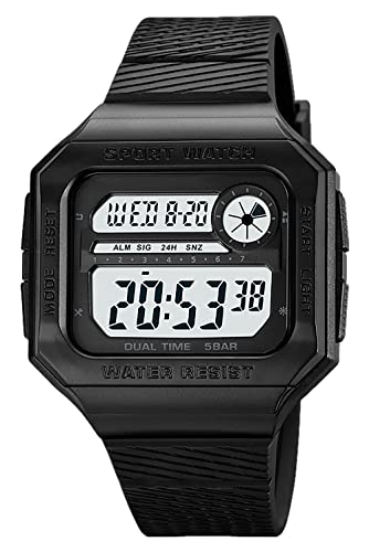 findtime Militär Herren Uhren Digital Uhr 5 ATM Wasserdicht Sportuhr Tactical Watch Outdoor Sportuhren Chronograph Countdown Armbanduhr Männer Wecker Stoppuhr Schwarz von findtime