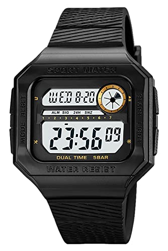 findtime Militär Herren Uhren Digital Uhr 5 ATM Wasserdicht Sportuhr Tactical Watch Outdoor Sportuhren Chronograph Countdown Armbanduhr Männer Wecker Stoppuhr Schwarz von findtime