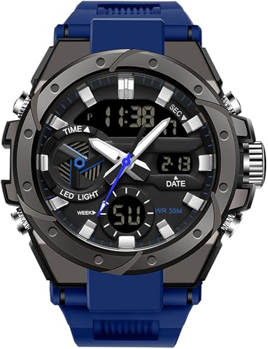 findtime Militär Uhr Herren Analog Digitaluhr mit Doppelzeit Anzeig Datum Kalender LED Stoppuhr Elektronische Taktische Outdoor Armbanduhren von findtime
