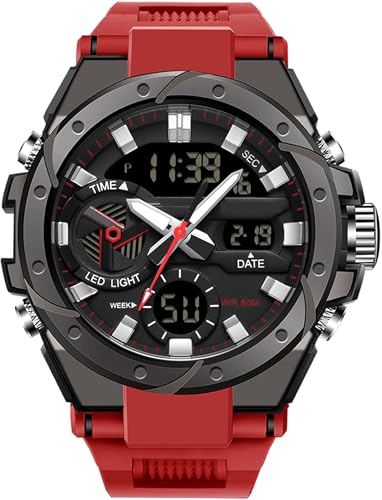 findtime Militär Uhr Herren Analog Digitaluhr mit Doppelzeit Anzeig Datum Kalender LED Stoppuhr Elektronische Taktische Outdoor Armbanduhren von findtime