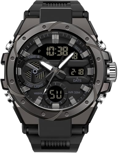 findtime Militär Uhr Herren Analog Digitaluhr mit Doppelzeit Anzeig Datum Kalender LED Stoppuhr Elektronische Taktische Outdoor Armbanduhren von findtime